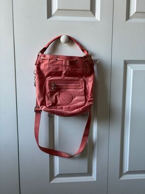 Kipling Coral Pink Nylon Backpack Purse